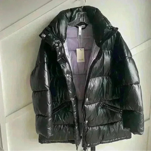 MANGO Quilted Puffer  Winter Jacket 'Aspen' Shiny Black size S - Picture 10 of 16